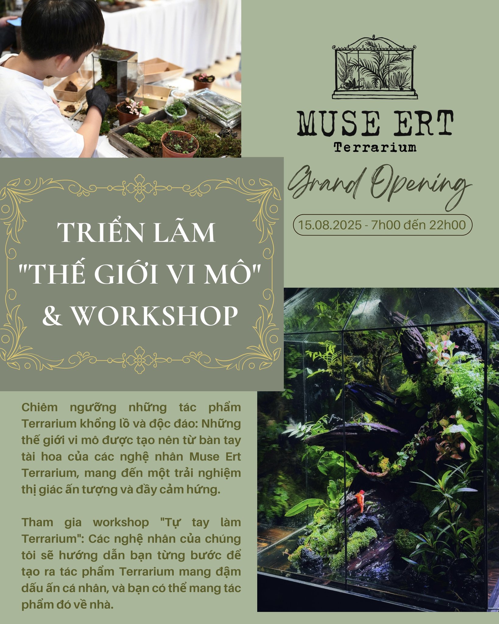 Tháng thứ 3 với triển lãm và workshop nghệ thuật Terrarium/ Paludarium